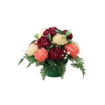 Arrangement de chrysanthème et de gypsophile artificiel YASAR, pot décoratif, bordeaux-saumon-crème, 25cm, Ø30cm Arrangement de chrysanthème et de gypsophile artificiel YASAR, pot décoratif, bordeaux-saumon-crème, 25cm, Ø30cm