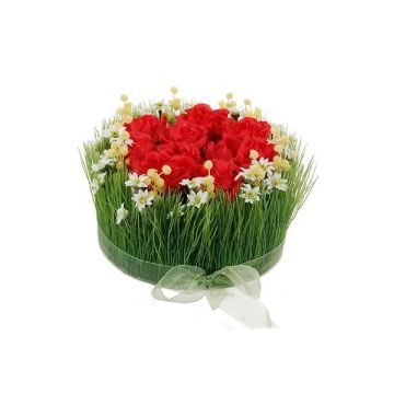 Arrangement de roses et de graminée artificiel HAULANI, rouge-blanc, 12cm, Ø20cm Arrangement de roses et de graminée artificiel HAULANI, rouge-blanc, 12cm, Ø20cm