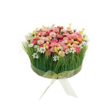 Arrangement de marguerites et de graminée artificiel HAULANI, rose-blanc, 12cm, Ø20cm Arrangement de marguerites et de graminée artificiel HAULANI, rose-blanc, 12cm, Ø20cm