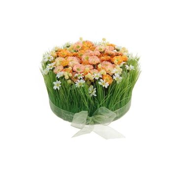 Arrangement de marguerites et de graminée artificiel HAULANI, orange-blanc, 12cm, Ø20cm Arrangement de marguerites et de graminée artificiel HAULANI, orange-blanc, 12cm, Ø20cm