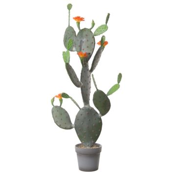 Figuier de Barbarie artificiel LEODORA avec fleurs, pot décoratif, vert-orange, 120cm Figuier de Barbarie artificiel LEODORA avec fleurs, pot décoratif, vert-orange, 120cm
