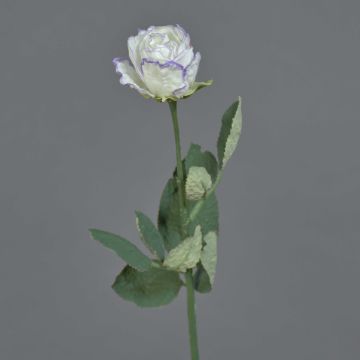 Rose artificielle FREIDA, collection écologique, blanc-lilas, 60cm, Ø4cm