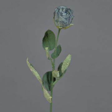 Rose artificielle FREIDA, collection écologique, gris-bleu clair, 60cm, Ø4cm