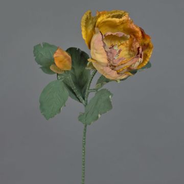 Fleur artificielle Magnolia GARETHO, collection écologique, orange-jaune, 70cm, Ø10cm