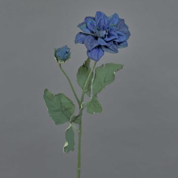 Branche de fleurs artificielle Dahlia GINGER, collection écologique, bleu royal, 60cm, Ø10cm