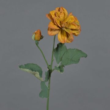 Branche de fleurs artificielle Dahlia GINGER, collection écologique, orange-jaune, 60cm, Ø10cm