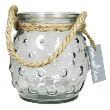 Boule en verre NAKIS, à pois, avec cordon, transparente, 12,5cm, Ø12cm Boule en verre NAKIS, à pois, avec cordon, transparente, 12,5cm, Ø12cm