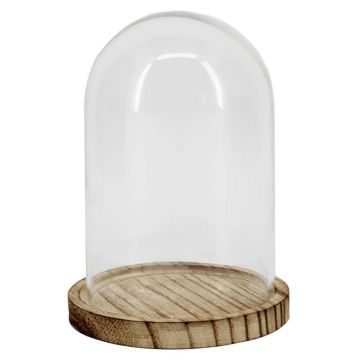 Cloche en verre DANILLA avec socle en bois marbré, transparente, 13cm, Ø9,5cm Cloche en verre DANILLA avec socle en bois marbré, transparente, 13cm, Ø9,5cm