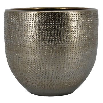 Pot de fleurs en céramique ILSE avec veinures, doré, 14 cm, Ø 16 cm