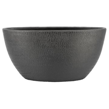 Cache-pot ovale en céramique DEIRA avec veinures, noir mat, 49 x 20 x 25 cm