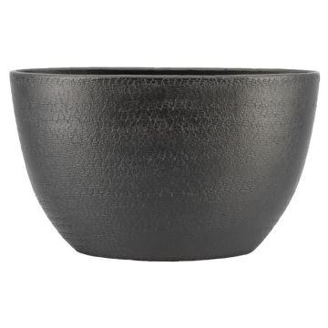 Cache-pot ovale en céramique DEIRA avec veinures, noir mat, 49 x 20 x 30 cm