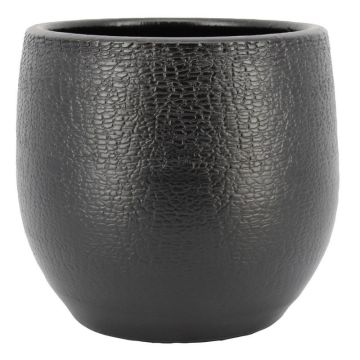 Cache-pot en céramique DEIRA avec veinures, noir mat, 21 cm, Ø 23 cm