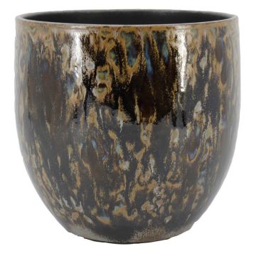 Cache-pot ELIEL en céramique, moucheté, marron-bleu, 28 cm, Ø 28 cm Cache-pot ELIEL en céramique, moucheté, marron-bleu, 28 cm, Ø 28 cm