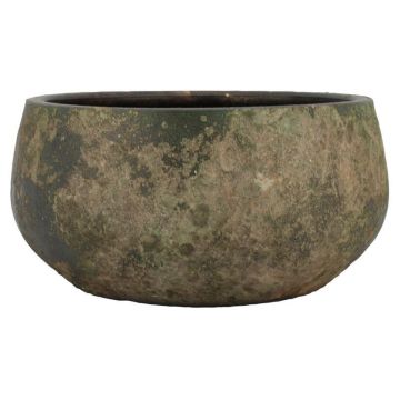 Bac à plantes en céramique AROON avec veinures, vert antique, 14 cm, Ø 29 cm