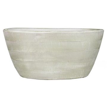 Cache-pot DELTA rainuré, en céramique, ovale, gris clair-blanc, 30 x 15 x 14 cm Cache-pot DELTA rainuré, en céramique, ovale, gris clair-blanc, 30 x 15 x 14 cm