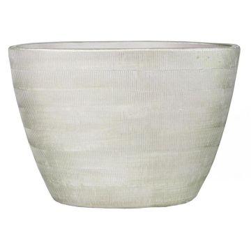 Cache-pot DELTA rainuré, en céramique, ovale, gris clair-blanc, 33 x 16,5 x 23 cm Cache-pot DELTA rainuré, en céramique, ovale, gris clair-blanc, 33 x 16,5 x 23 cm