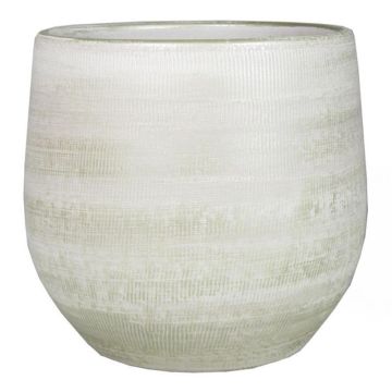 Cache-pot DELTA rainuré, céramique, gris clair-blanc, 30 cm, Ø 32 cm