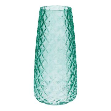 Vase à fleurs AMALFRIED à motif losange, verre, turquoise, 21 cm, Ø 10 cm Vase à fleurs AMALFRIED à motif losange, verre, turquoise, 21 cm, Ø 10 cm