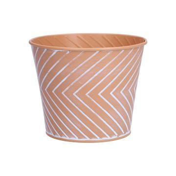 Pot de fleurs CENDRINE en zinc, motif rayé, orange, 9,3 cm, Ø 11,5 cm