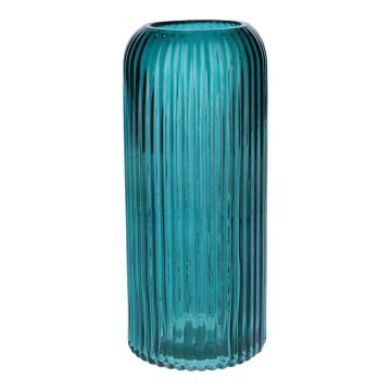Vase en verre ALBURGIS rainuré, turquoise transparent, 25 cm, Ø 10 cm Vase en verre ALBURGIS rainuré, turquoise transparent, 25 cm, Ø 10 cm