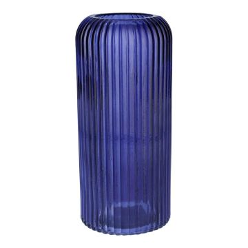 Vase en verre ALBURGIS rainuré, bleu foncé transparent, 25 cm, Ø 10 cm Vase en verre ALBURGIS rainuré, bleu foncé transparent, 25 cm, Ø 10 cm