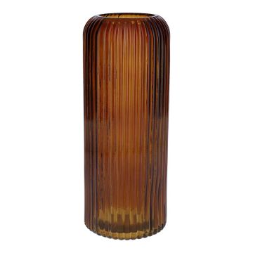 Vase en verre ALBURGIS rainuré, orange-marron-transparent, 25 cm, Ø 10 cm Vase en verre ALBURGIS rainuré, orange-marron-transparent, 25 cm, Ø 10 cm