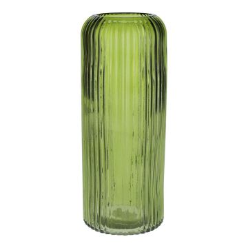 Vase en verre ALBURGIS rainuré, vert-transparent, 25 cm, Ø 10 cm Vase en verre ALBURGIS rainuré, vert-transparent, 25 cm, Ø 10 cm