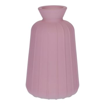 Bouteille décorative en verre TATIANA rainurée, mauve mat, 11 cm, Ø 6,5 cm