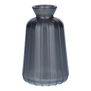 Bouteille décorative en verre TATIANA rainurée, gris métallisé, 11 cm, Ø 6,5 cm