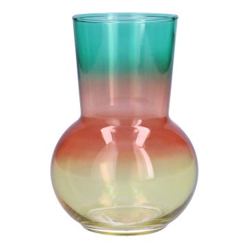 Vase à fleurs NOVANTINO, verre, turquoise-rose-saumon-jaune-transparent, 17 cm, Ø 12 cm Vase à fleurs NOVANTINO, verre, turquoise-rose-saumon-jaune-transparent, 17 cm, Ø 12 cm