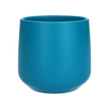 Pot de fleurs ZIOKA en céramique, turquoise mat, 13,5 cm, Ø 14,5 cm