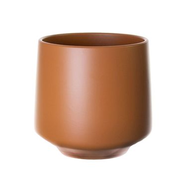 Pot de fleurs ZIOKA en céramique, couleur caramel mat, 15,8 cm, Ø 18 cm