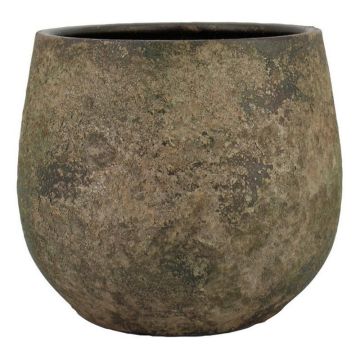Pot de fleurs en céramique AROON avec veinures, vert antique, 30 cm, Ø 34 cm