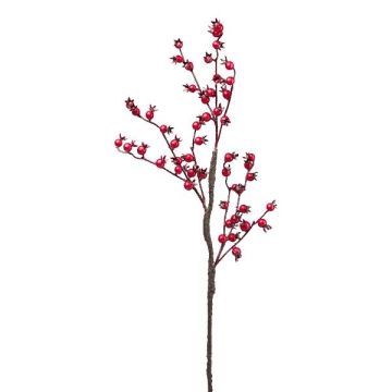 Branche artificielle Rosier du Japon FRULKA avec des cynorrhodons, rouge, 60cm Branche artificielle Rosier du Japon FRULKA avec des cynorrhodons, rouge, 60cm