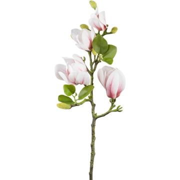 Branche de fleurs artificielles Magnolia NERLENA, rose-blanc, 65cm