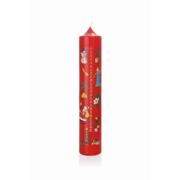 Calendrier de l'Avent, bougie cylindrique TEMPERANCE, jours de l'Avent en impression photo, rouge et multicolore, 26,5 cm, Ø 5 cm - Fabriquée en Allemagne Calendrier de l'Avent, bougie cylindrique TEMPERANCE, jours de l'Avent en impression photo, rouge et multicolore, 26,5 cm, Ø 5 cm - Fabriquée en Allemagne