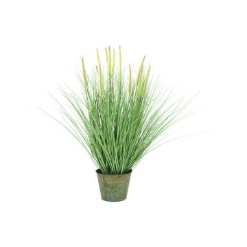 Vulpin synthétique NORMEN avec panicules, pot métal, vert, 70cm