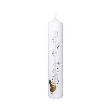 Calendrier de l'Avent, bougie cylindrique KEEVA, jours de l'Avent sérigraphiés, blanc-or, 26,5 cm, Ø 5 cm - Fabriqué en Allemagne Calendrier de l'Avent, bougie cylindrique KEEVA, jours de l'Avent sérigraphiés, blanc-or, 26,5 cm, Ø 5 cm - Fabriqué en Allemagne