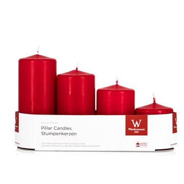 Bougies cylindriques pour couronne de l'Avent JENARO, lot de 4, de tailles différentes, rouges, 6 cm, 8 cm, 10 cm, 12 cm, Ø 5 cm - Fabriquées en Allemagne Bougies cylindriques pour couronne de l'Avent JENARO, lot de 4, de tailles différentes, rouges, 6 cm, 8 cm, 10 cm, 12 cm, Ø 5 cm - Fabriquées en Allemagne
