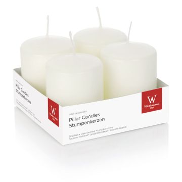 Bougies cylindriques pour couronne de l'Avent JENARO, lot de 4, ivoire, 8 cm, Ø 6 cm, 29 h - Fabriquées en Allemagne Bougies cylindriques pour couronne de l'Avent JENARO, lot de 4, ivoire, 8 cm, Ø 6 cm, 29 h - Fabriquées en Allemagne