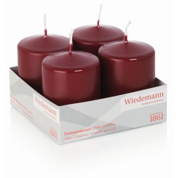 Bougies cylindriques pour couronne de l'Avent JENARO, lot de 4, bordeaux, 8 cm, Ø 6 cm, 29 h - Fabriquées en Allemagne Bougies cylindriques pour couronne de l'Avent JENARO, lot de 4, bordeaux, 8 cm, Ø 6 cm, 29 h - Fabriquées en Allemagne
