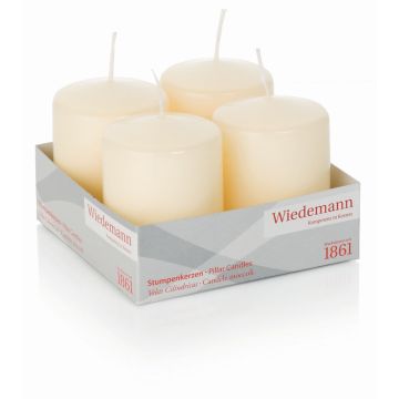 Bougies cylindriques pour couronne de l'Avent JENARO, lot de 4, couleur biscuit, 8 cm, Ø 6 cm, 29 h - Fabriquées en Allemagne Bougies cylindriques pour couronne de l'Avent JENARO, lot de 4, couleur biscuit, 8 cm, Ø 6 cm, 29 h - Fabriquées en Allemagne