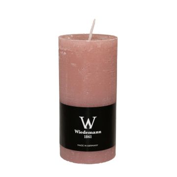 Bougie bloc AURORA, bois de rose, 12cm, Ø5,8cm, 42h - Made in Germany