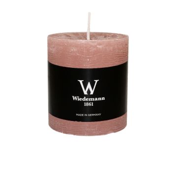 Bougie bloc AURORA, bois de rose, 8cm, Ø6,8cm, 34h - Made in Germany