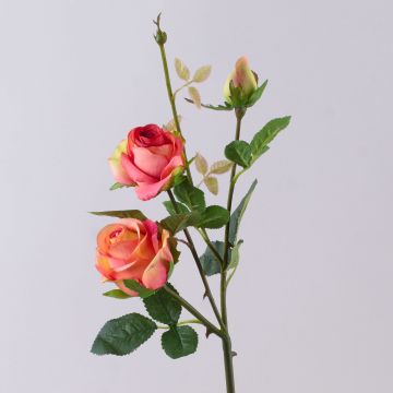 Rose en tissu DELILAH, fuchsia-orange, 55cm, Ø6cm