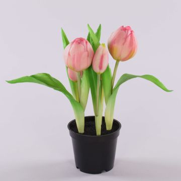 Tulipe en tissu CAITLYN en pot décoratif, rose-vert, 25cm, Ø2-6cm Tulipe en tissu CAITLYN en pot décoratif, rose-vert, 25cm, Ø2-6cm