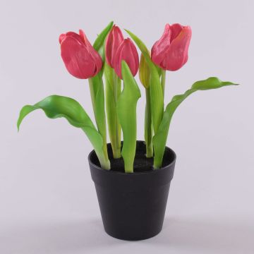 Tulipe en tissu CAITLYN en pot décoratif, rose fuchsia-vert, 25cm, Ø2-6cm Tulipe en tissu CAITLYN en pot décoratif, rose fuchsia-vert, 25cm, Ø2-6cm