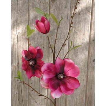Branche de magnolia artificielle FINAH, fuchsia, 90cm, Ø9-15cm