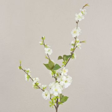 Branche de fleurs de cerisier VALESKA, 25 fleurs, crème-blanc, 85cm