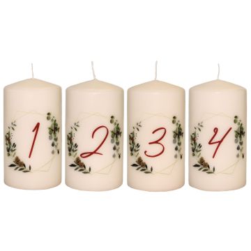 Bougies de l'Avent CHRISTOPHORUS avec impression photo de chiffres, lot de 4, crème et multicolores, 13 cm, Ø 6,8 cm, 52 h - Fabriquées en Allemagne Bougies de l'Avent CHRISTOPHORUS avec impression photo de chiffres, lot de 4, crème et multicolores, 13 cm, Ø 6,8 cm, 52 h - Fabriquées en Allemagne